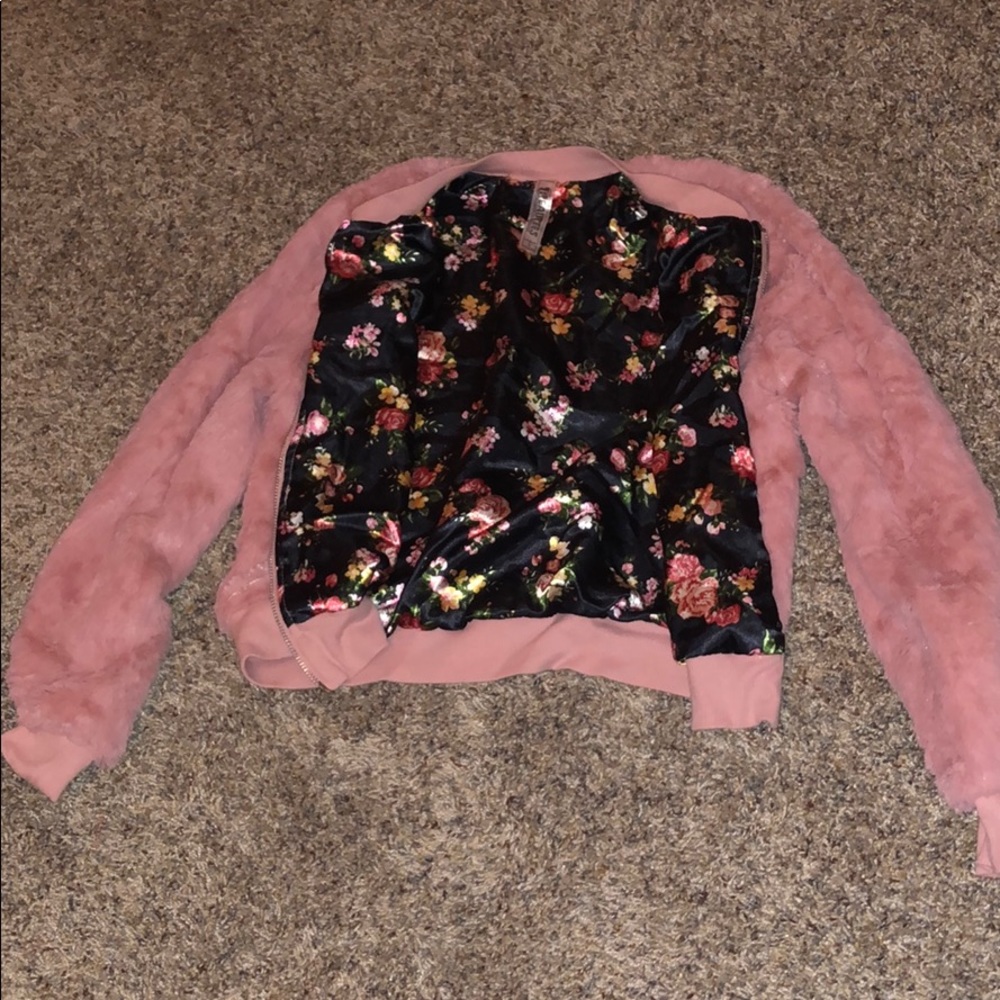 Pink soft fuzzy jacket for kids